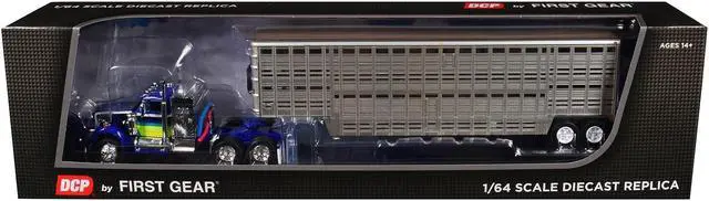 Main image of White Western Star 4900 with 36" Vintage Flat Top Sleeper & Wilson 45' Vintage Trailer Blue 1/64 Diecast Model by DCP/First Gear
