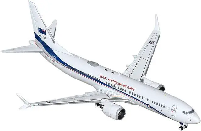 Alt view image 2 of 3 - Boeing 737 MAX 8 BBJ Transport Aircraft "Royal Australian Air Force" White with Blue 1/400 Diecast Model Airplane by GeminiJets