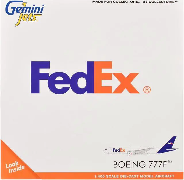 Alt view image 3 of 6 - Boeing 777F Commercial Aircraft "FedEx (Federal Express)" (N895FD) White with Purple 1/400 Diecast Model Airplane by GeminiJets
