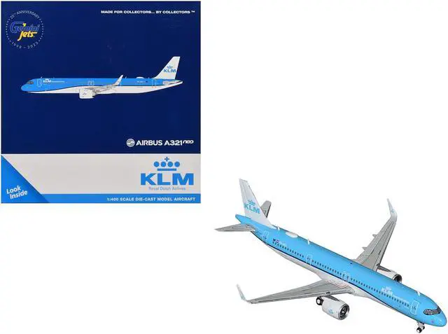 Main image of Airbus A321neo Commercial Aircraft "KLM Royal Dutch Airlines" (PH-AXA) Blue and White 1/400 Diecast Model Airplane by GeminiJets