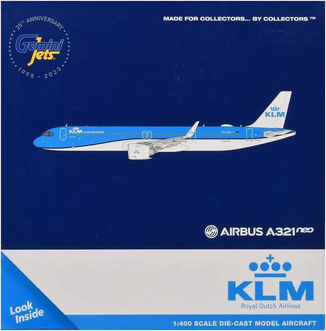 Alt view image 3 of 6 - Airbus A321neo Commercial Aircraft "KLM Royal Dutch Airlines" (PH-AXA) Blue and White 1/400 Diecast Model Airplane by GeminiJets