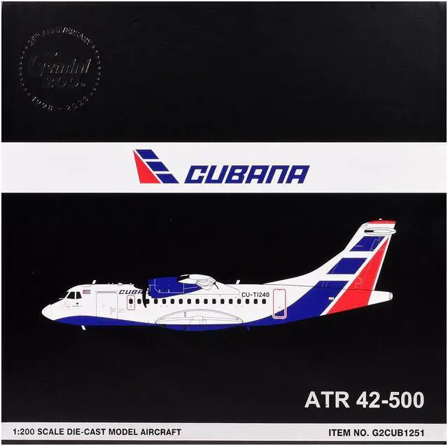 Alt view image 3 of 6 - ATR 42-500 Commercial Aircraft "Cubana" White with Blue and Red Tail "Gemini 200" Series 1/200 Diecast Model by GeminiJets