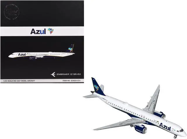 Main image of Embraer E195-E2 Commercial Aircraft "Azul Brazilian Airlines" White w/Blue Tail "Gemini 200" 1/200 Diecast Model by GeminiJets