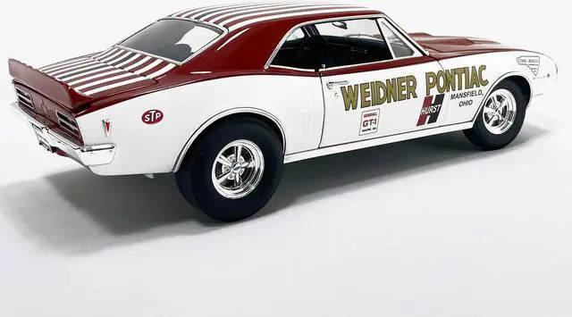 Alt view image 4 of 5 - 1968 Pontiac Firebird "First Ram Air II - Weidner Pontiac" White and Red with Stripes Limited Ed 1/18 Diecast Model Car by ACME