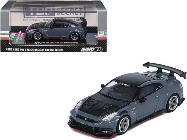 Main image of 2024 Nissan GT-R (R35) Nismo Gray with Carbon Hood and Top "Hong Kong Toy Car Salon 2024" 1/64 Diecast Model Car by Inno Models