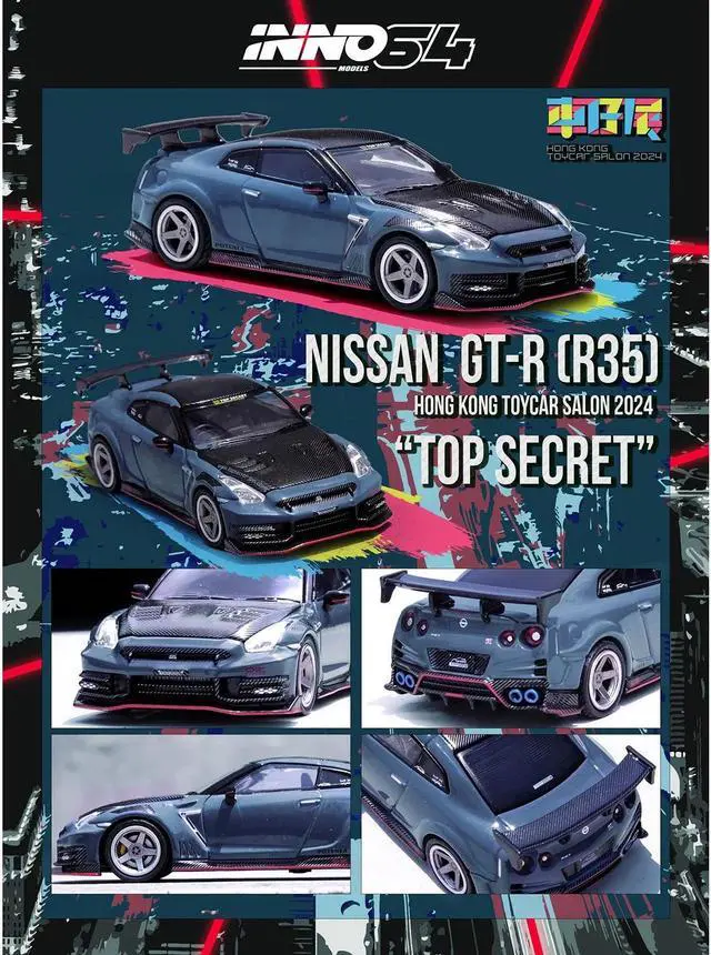 Alt view image 4 of 6 - 2024 Nissan GT-R (R35) Nismo Gray with Carbon Hood and Top "Hong Kong Toy Car Salon 2024" 1/64 Diecast Model Car by Inno Models