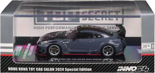 Alt view image 6 of 6 - 2024 Nissan GT-R (R35) Nismo Gray with Carbon Hood and Top "Hong Kong Toy Car Salon 2024" 1/64 Diecast Model Car by Inno Models