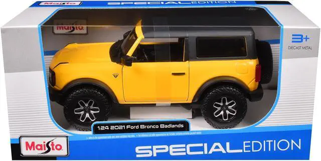 Alt view image 3 of 6 - 2021 Ford Bronco Badlands Yellow with Black Top "Special Edition" 1/24 Diecast Model Car by Maisto