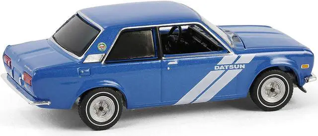 Alt view image 5 of 6 - 1972 Datsun 510 Blue Metallic with White "Vintage Ad Cars" Series 11 1/64 Diecast Model Car by Greenlight