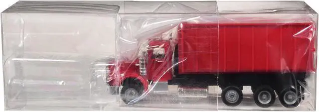 Alt view image 5 of 9 - Peterbilt 367 Roll-Off Dump Truck Red with Red Box 1/87 (HO) Plastic Model Car by Promotex