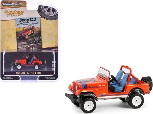 Main image of 1979 Jeep CJ-7 Renegade Red with Blue Stripes "Vintage Ad Cars" Series 11 1/64 Diecast Model Car by Greenlight