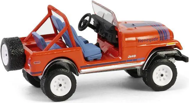 Alt view image 3 of 6 - 1979 Jeep CJ-7 Renegade Red with Blue Stripes "Vintage Ad Cars" Series 11 1/64 Diecast Model Car by Greenlight