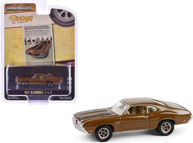 Main image of 1972 Oldsmobile 442 Brown with Black "The Complete Escape Machine" "Vintage Ad Cars" 1/64 Diecast Model Car by Greenlight