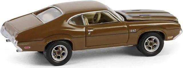 Alt view image 4 of 6 - 1972 Oldsmobile 442 Brown with Black "The Complete Escape Machine" "Vintage Ad Cars" 1/64 Diecast Model Car by Greenlight