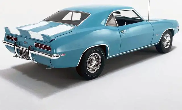 Alt view image 5 of 6 - 1969 Chevrolet Camaro Z/28 Carolina Blue with White Stripes Limited Edition to 420 pieces 1/18 Diecast Model Car by ACME