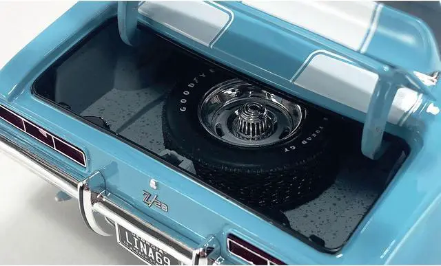 Alt view image 4 of 6 - 1969 Chevrolet Camaro Z/28 Carolina Blue with White Stripes Limited Edition to 420 pieces 1/18 Diecast Model Car by ACME