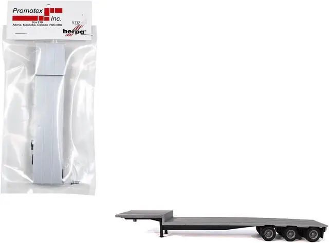 Main image of 3-Axle Dropdeck Flatbed Trailer Silver Top 1/87 (HO) Plastic Model by Promotex