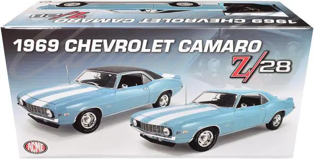 Alt view image 6 of 6 - 1969 Chevrolet Camaro Z/28 Carolina Blue with White Stripes Limited Edition to 420 pieces 1/18 Diecast Model Car by ACME