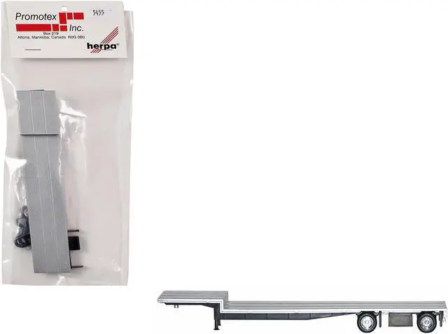 Alt view image 6 of 9 - 48ft Spread-Axle Drop Deck Trailer with Chrome Wheels and Silver Top 1/87 (HO) Plastic Model by Promotex