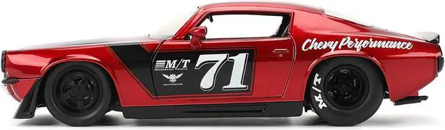 Alt view image 3 of 11 - 1971 Chevrolet Camaro #71 Red Metallic with Black Stripes "Bigtime Muscle" Series 1/24 Diecast Model Car by Jada