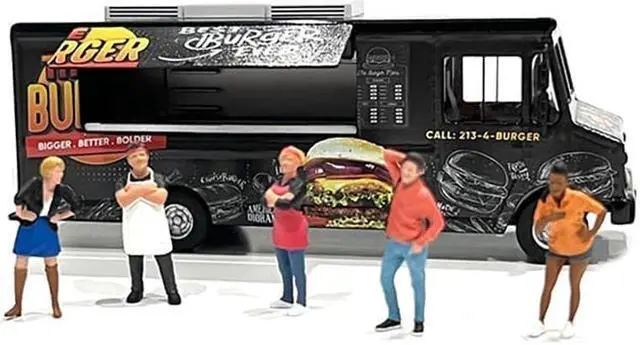Alt view image 2 of 6 - Food Truck "The Burger Truck" Black with Graphics 1/64 Diecast Model by American Diorama