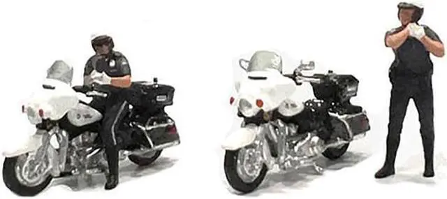 Alt view image 2 of 6 - "Speed Cop" 4 piece Diecast Figure Set (2 Figures, 2 Motorcycles) Limited Edition for 1/64 Scale Models by American Diorama