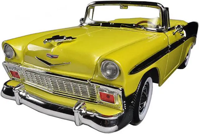 Alt view image 2 of 6 - 1956 Chevrolet Bel Air Convertible Yellow/Black 1/18 Diecast Car Model by Road Signature