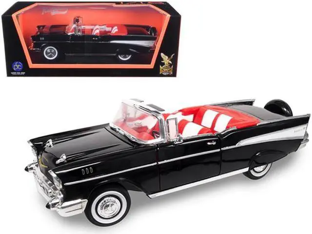 Main image of 1957 Chevrolet Bel Air Convertible Black 1/18 Diecast Model Car by Road Signature