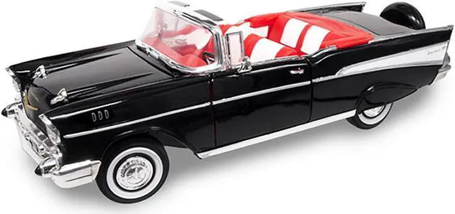 Alt view image 4 of 6 - 1957 Chevrolet Bel Air Convertible Black 1/18 Diecast Model Car by Road Signature