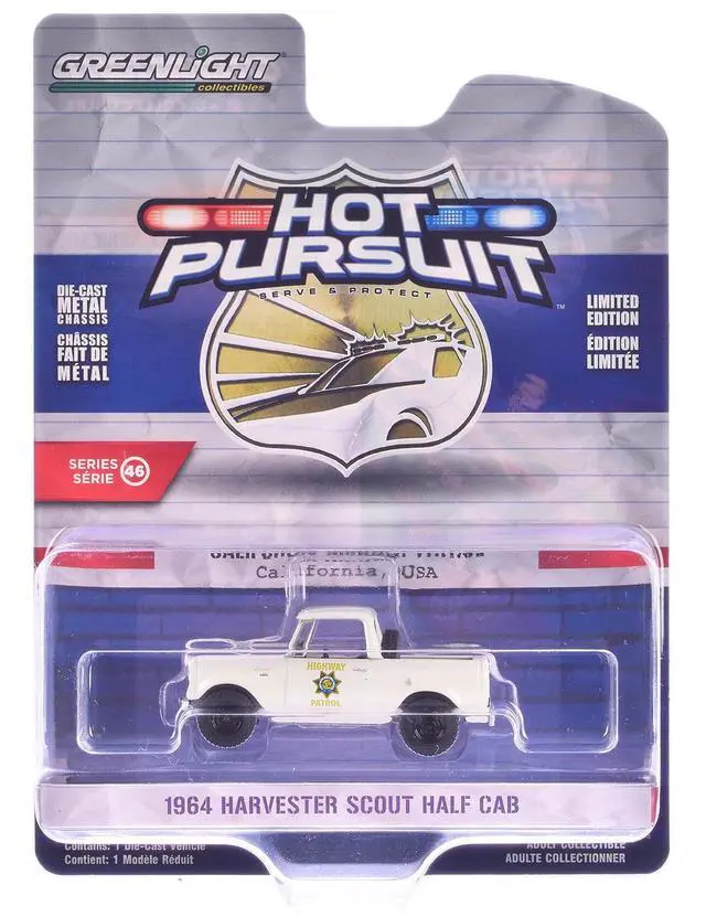 Alt view image 6 of 6 - 1964 Harvester Scout Half Cab Pickup Truck "California Highway Patrol" Beige "Hot Pursuit" 1/64 Diecast Model Car by Greenlight