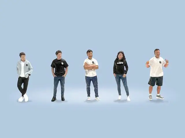 Alt view image 2 of 6 - "Liberty Walk Team" 5 piece Diecast Figure Set (5 Figures) Limited Edition for 1/64 Scale Models by American Diorama