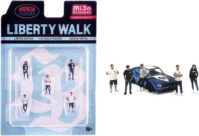 Main image of "Liberty Walk Team" 5 piece Diecast Figure Set (5 Figures) Limited Edition for 1/64 Scale Models by American Diorama