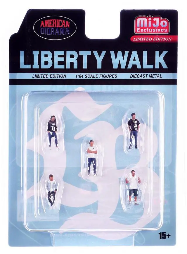 Alt view image 4 of 6 - "Liberty Walk Team" 5 piece Diecast Figure Set (5 Figures) Limited Edition for 1/64 Scale Models by American Diorama