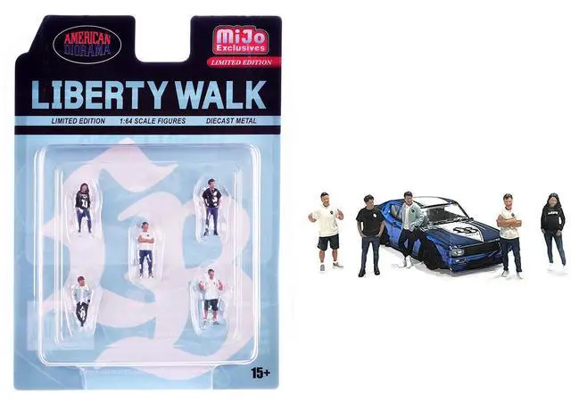 Alt view image 6 of 6 - "Liberty Walk Team" 5 piece Diecast Figure Set (5 Figures) Limited Edition for 1/64 Scale Models by American Diorama