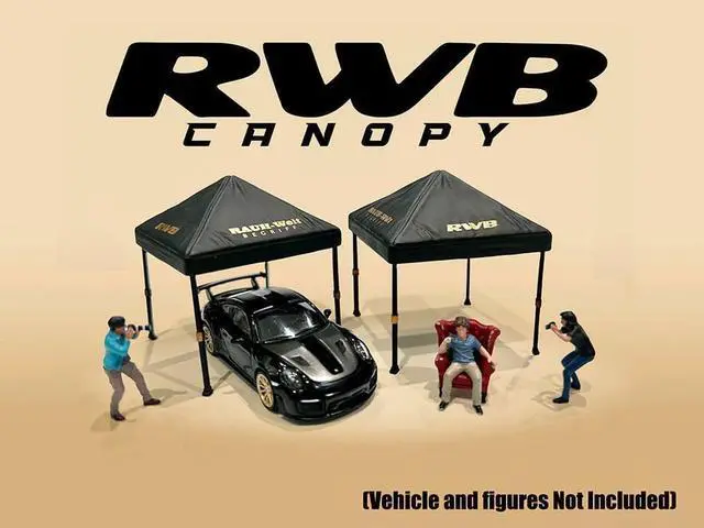 Alt view image 4 of 6 - "RWB (RAUH-Welt BEGRIFF)" Canopy 2 Piece Set Black Limited Edition for 1/64 Scale Models by American Diorama