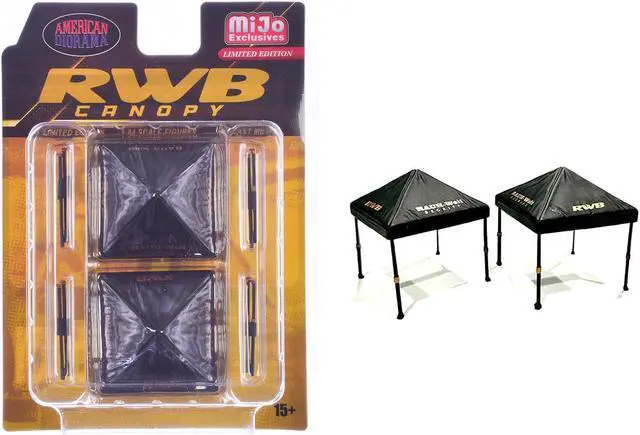 Alt view image 6 of 6 - "RWB (RAUH-Welt BEGRIFF)" Canopy 2 Piece Set Black Limited Edition for 1/64 Scale Models by American Diorama