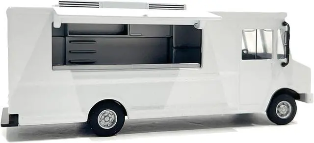 Alt view image 2 of 6 - Food Truck Plain White with Graphics 1/64 Diecast Model by American Diorama