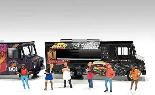 Alt view image 5 of 6 - Food Truck "The Burger Truck" Black with Graphics 1/64 Diecast Model by American Diorama