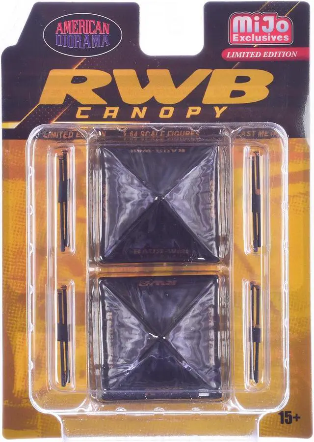 Alt view image 5 of 6 - "RWB (RAUH-Welt BEGRIFF)" Canopy 2 Piece Set Black Limited Edition for 1/64 Scale Models by American Diorama