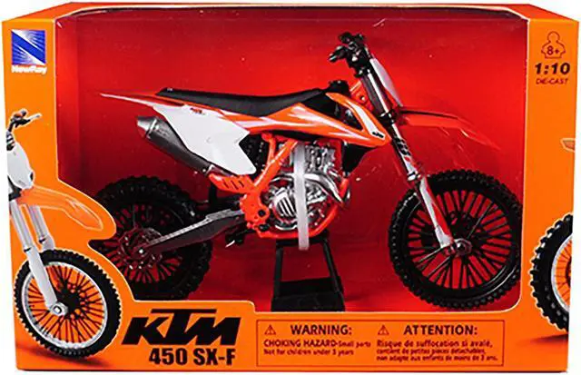 Alt view image 5 of 6 - KTM 450 SX-F Dirt Bike Orange and White 1/10 Diecast Motorcycle Model by New Ray