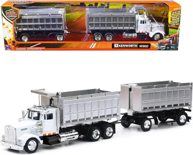 Main image of Kenworth W900 Dump Truck with Twin Dump Body White and Chrome "Long Haul Trucker" Series 1/43 Diecast Model by New Ray