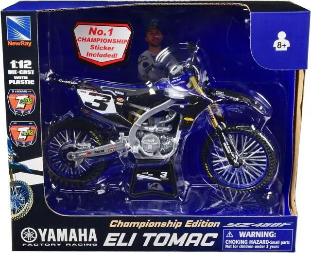 Alt view image 3 of 6 - Yamaha YZ450F Championship Edition Motorcycle #3 Eli Tomac "Yamaha Factory Racing" 1/12 Diecast Model by New Ray