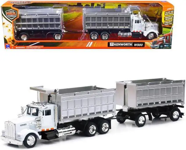 Alt view image 6 of 6 - Kenworth W900 Dump Truck with Twin Dump Body White and Chrome "Long Haul Trucker" Series 1/43 Diecast Model by New Ray