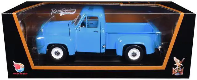 Alt view image 5 of 6 - 1953 Ford F-100 Pickup Truck Light Blue 1/18 Diecast Model Car by Road Signature
