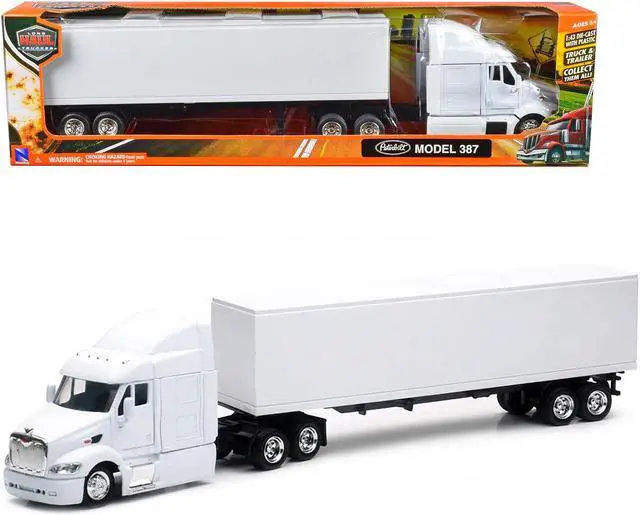 Main image of Peterbilt 387 Truck with Dry Goods Trailer White "Long Haul Trucker" Series 1/43 Diecast Model by New Ray
