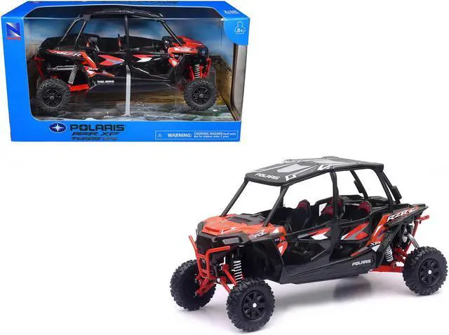 Main image of Polaris RZR XP 4 Turbo EPS Sport UTV Spectra Orange with Graphics and Black Top 1/18 Diecast Model by New Ray