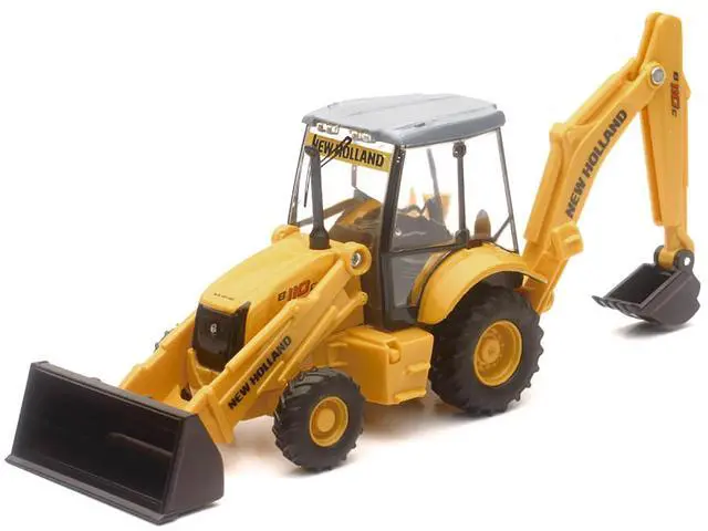Alt view image 4 of 6 - New Holland B110C Backhoe Loader Yellow Diecast Model by New Ray