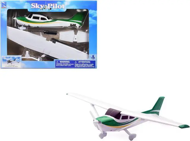 Alt view image 5 of 5 - Model Kit Cessna 172 Skyhawk Aircraft White with Green and Yellow Stripes "Sky Pilot" Series 1/42 Plastic Model Kit by New Ray