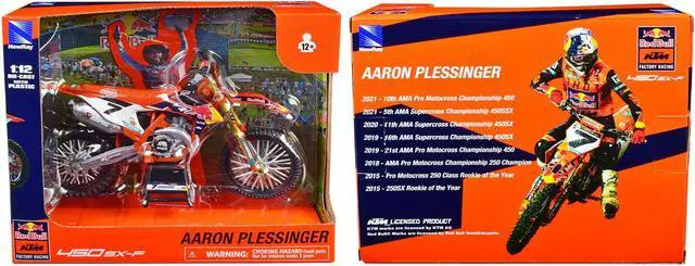 Alt view image 5 of 6 - KTM 450 SX-F Motorcycle #7 Aaron Plessinger "Red Bull KTM Factory Racing" 1/12 Diecast Model by New Ray