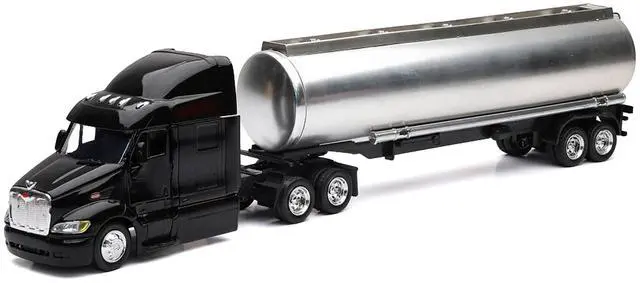 Alt view image 2 of 6 - Peterbilt 387 Truck Black with Tanker Trailer Silver "Long Haul Truckers" Series 1/43 Diecast Model by New Ray